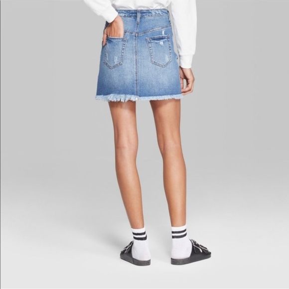 Wild Fable Destructed Denim Mini Skirt New - Picture 4 of 8